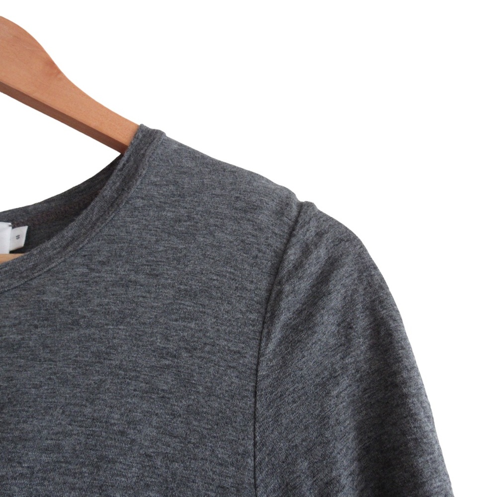 A.L.C. Grey Sally T-Shirt Dress Small Ruched Side Short Sleeves Crewneck Stretch - Picture 4 of 10